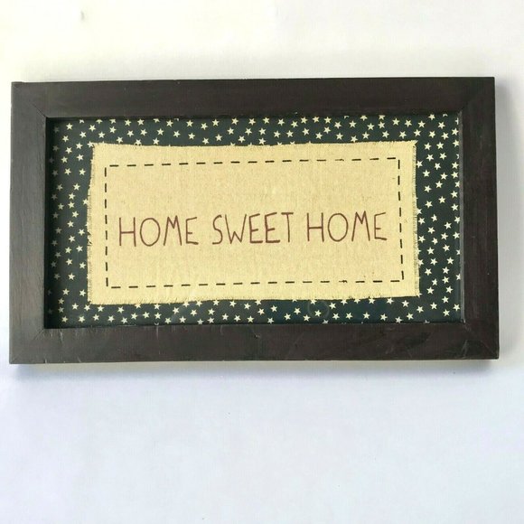 HOME SWEET HOME Wall Plaque Americana Country Farmhouse Wood Frame Patriotic - Picture 1 of 12